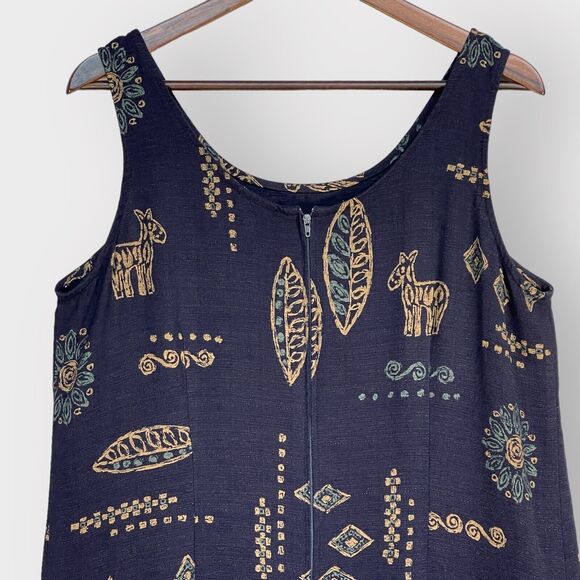 K‎ Studio Maxi Dress Women Size 16 Blue Nature Print Back Zip Vintage - Picture 2 of 13